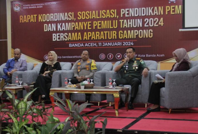 Dandim 0101/KBA Jadi Narasumber Rakor Sosialisasi dan Pendidikan Pemilih untuk Pemilu 2024