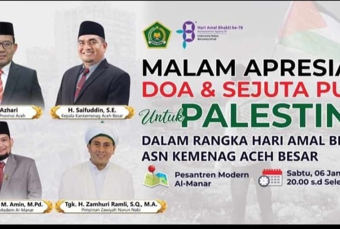 Gelar Doa Dan Sejuta Puisi Untuk Palestina, Malam Puncak HAB ke 78 Kemenag Aceh Besar