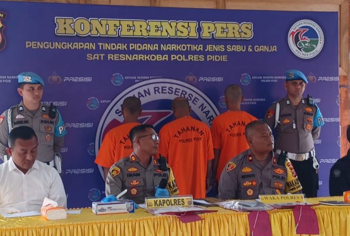 Polres Pidie Tangkap Tiga Pengedar Narkoba