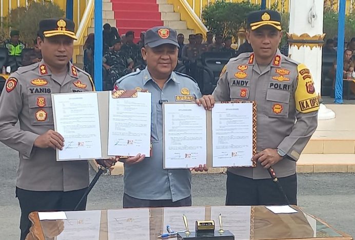 Pj Bupati Aceh Tamiang Pimpin Apel Siaga Satlinmas Pemilu 2024