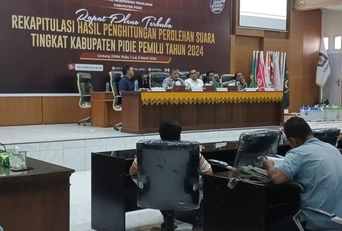 16 Kecamatan di Pidie Selesaikan Rapat Pleno Rekapitulasi Suara Pemilu