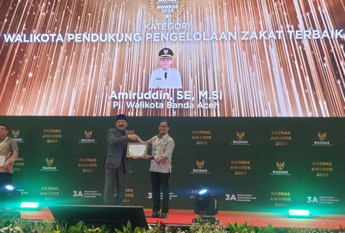 Pj Wali Kota Banda Aceh Raih Baznas Award 2024