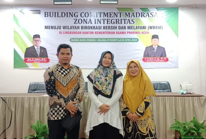 Kepala dan Kaur TU MAN Aceh Singkil Ikuti Kegiatan “Building Comitmen Madrasah ZI” di Banda Aceh