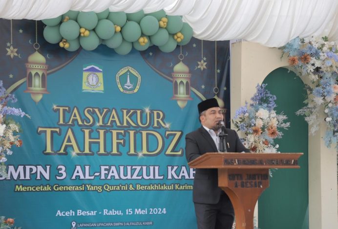 Pj Bupati Aceh Besar Buka Tasyakur Tahfidz Angkatan III SMPN 3 Al-Fauzul Kabir Kota Jantho