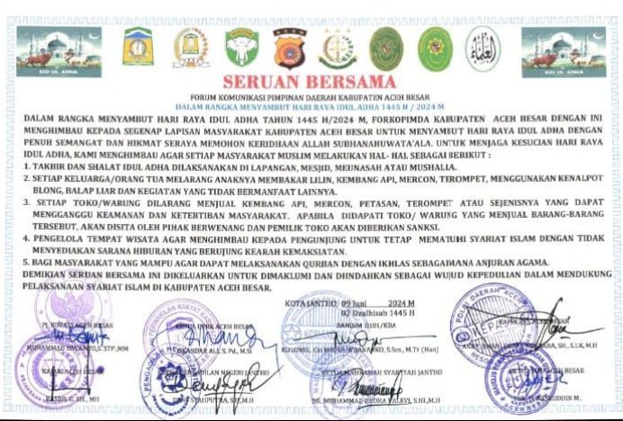 Forkopimda Aceh Besar Ajak Masyarakat Sambut Idul Adha Dengan Semangat Berqurban
