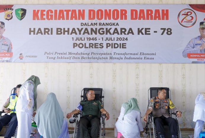 Sambut Hari Bhayangkara ke-78 Polres Pidie Gelar Donor Darah