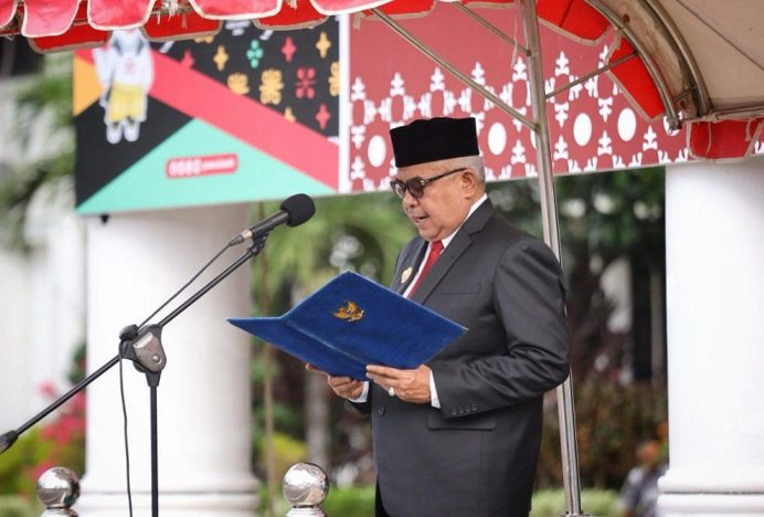 Pj Gubernur Aceh Bustami Hamzah Inspektur Upacara Hari Lahir Pancasila