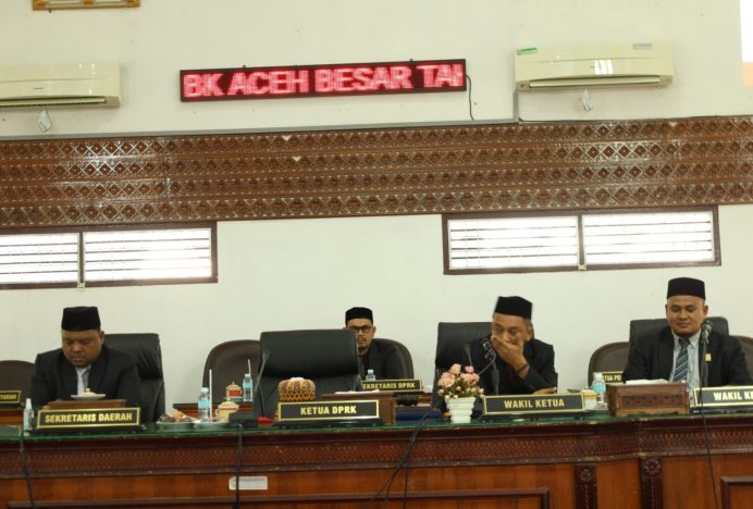 Sekda Aceh Besar Hadiri Rapat Paripurna Pemandangan Umum Fraksi DPRK Aceh Besar Raqan Pertanggung jawaban APBK 2023