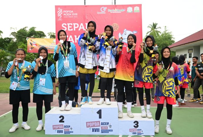 Aceh Besar Raih Emas Sepak Takraw Putri Popda XVII Aceh