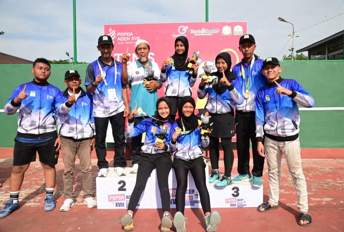 Tenis Lapangan Beregu Putri Sumbang Emas Untuk Aceh Besar Pada Popda XVII Aceh