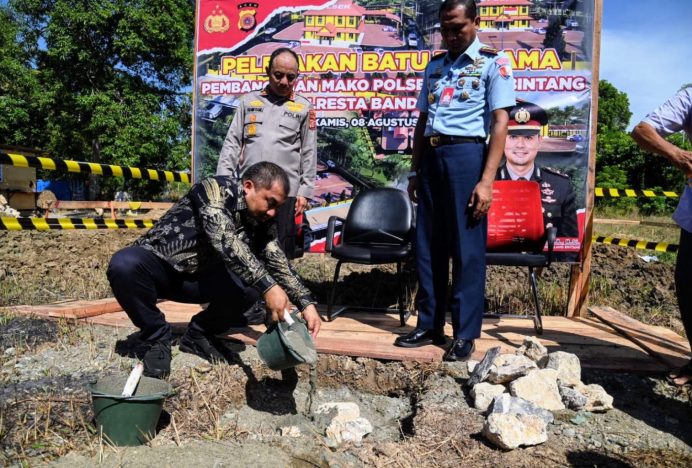 Pj Bupati Iswanto Letakkan Batu Pertama Pembangunan Mapolsek Blang Bintang