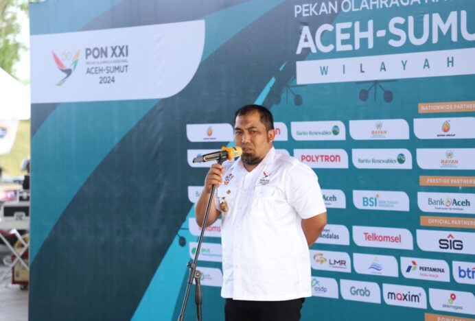 Pj Bupati Aceh Besar Sambut Kontingen PON XXI 2024 Cabang Terjun Payung dan Paralayang