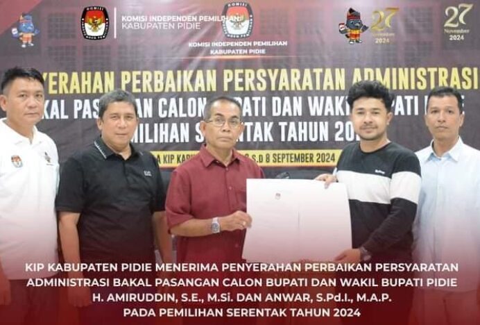 Empat Calon Bupati dan Wakil Bupati Resmi Ditetapkan KIP Pidie
