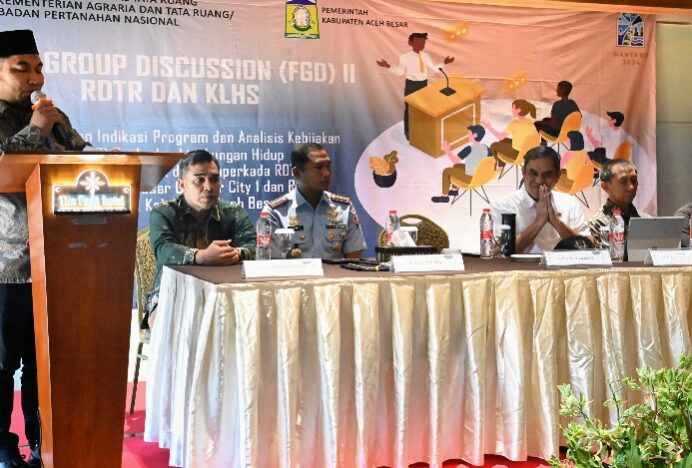 Pj Bupati Aceh Besar Sambut Dirjen BPTD Wilayah I Kementerian ATR/BPN RI di FGD II RDTR dan KLHS