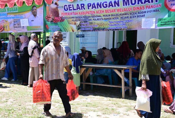 Masyarakat Pulo Nasi Akui Aksi Pangan Murah Pemkab Aceh Besar Sangat Membantu
