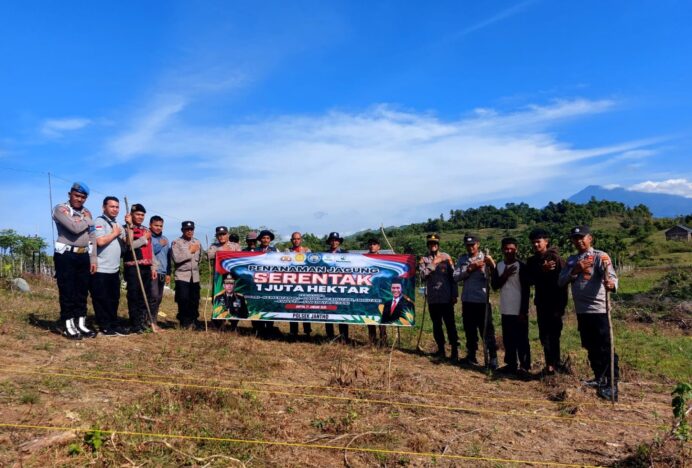 Dukung Ketahanan Pangan Nasional, Polsek Kota Jantho Tanam Jagung Serentak