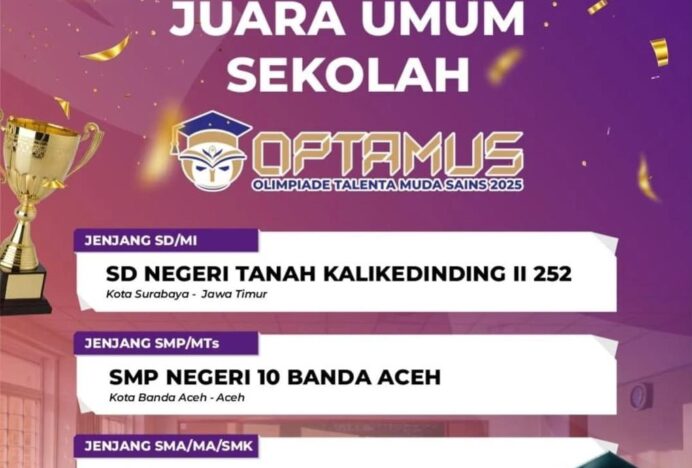 SMPN 10 Banda Aceh Raih Juara Umum Puskantara 2025 dengan 92 Medali