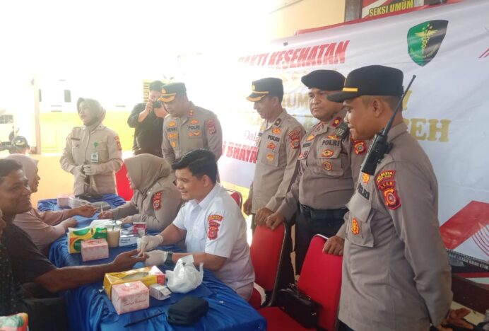 Peringati Hari Bhayangkara ke – 79, Polsek Kuta Baro Gelar Bhakti Kesehatan