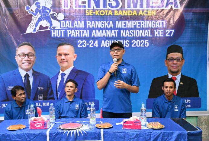 Turnamen Tenis Meja se-Kota Banda Aceh HUT PAN ke-27 Resmi Dibuka, Diikuti 60 Peserta