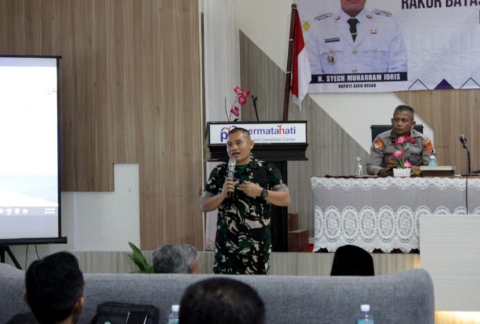 Kasdim 0101/KBA Sampaikan Perspektif TNI dalam Rakor Penegasan Batas Pemerintahan Aceh Besar