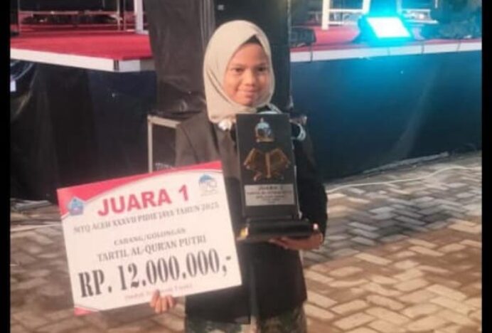 Nailul Arifa Siswi MIN 6 Geudong Aceh Utara Raih Juara Satu Pada MTQ 37 Provinsi Aceh