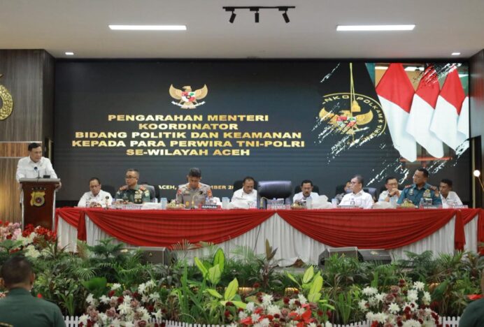 Kapolda Hadiri Pengarahan Menkopolkam RI kepada TNI dan Polri di Mapolda Aceh