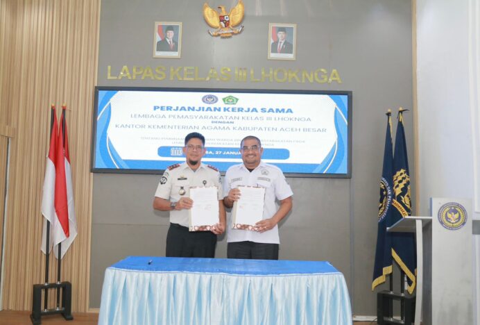 Kemenag Aceh Besar Kembali Teken Kerjasama “Penyuluh Masuk Penjara” untuk Bina Warga Binaan