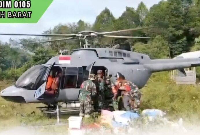 Gampong Sikundo Terisolir, BNPB Aceh Barat Kirim Bantuan Via Heli