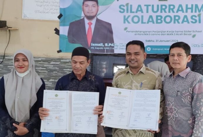 MAN 3 Aceh Besar dan MAS Lamno Teken Kerja Sama “Sister School”