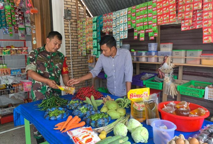 Demi Kesejahteraan Warga, Babinsa Cek Langsung Harga Sembako di Pasar Ajun