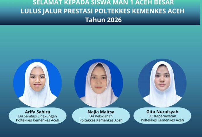 Siswa MAN 1 Aceh Besar 8 Lulus SNBP dan 3 Jalur Prestasi Poltekkes Aceh 2026
