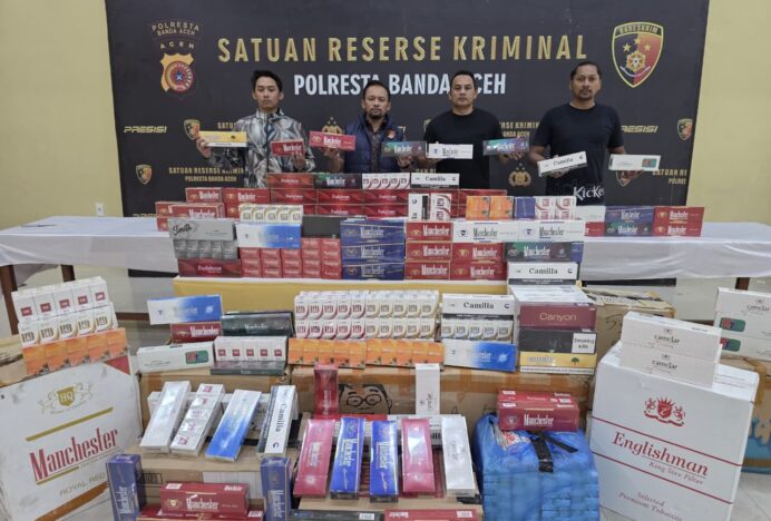 Polresta Banda Aceh Amankan Dua Mahasiswa dengan 618 Slop Rokok Ilegal