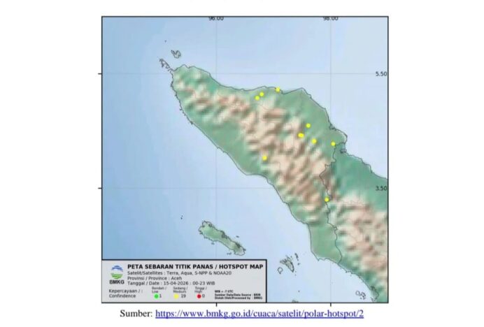 BMKG Pantau 11 Titik Panas di Aceh, Terbanyak di Aceh Timur dan Aceh Utara