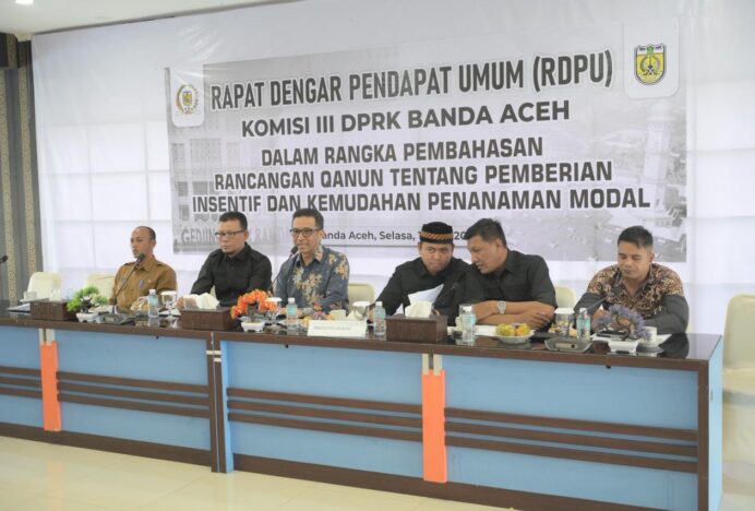 Serap Masukan Stakeholder, DPRK Banda Aceh Gelar RDPU Raqan Insentif dan Penanaman Modal