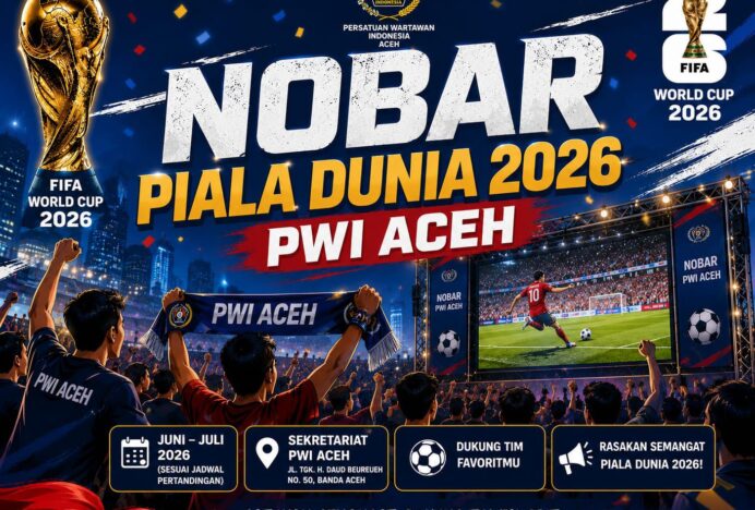 PWI Aceh Semarakkan Piala Dunia 2026, ‘Sulap’ Basement Kantor Jadi Tempat Nobar