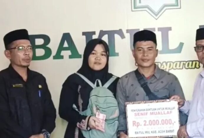 Baitul Mal Aceh Barat Salurkan Bantuan kepada 10 Mualaf