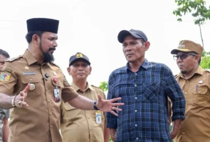 Bupati Al- Farlaky Tinjau Jembatan Gantung Bhom Lama- Blang Simpoe