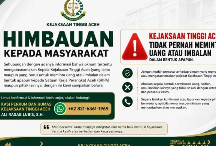Publik Diminta Abaikan Permintaan Uang Mengatasnamakan Jaksa