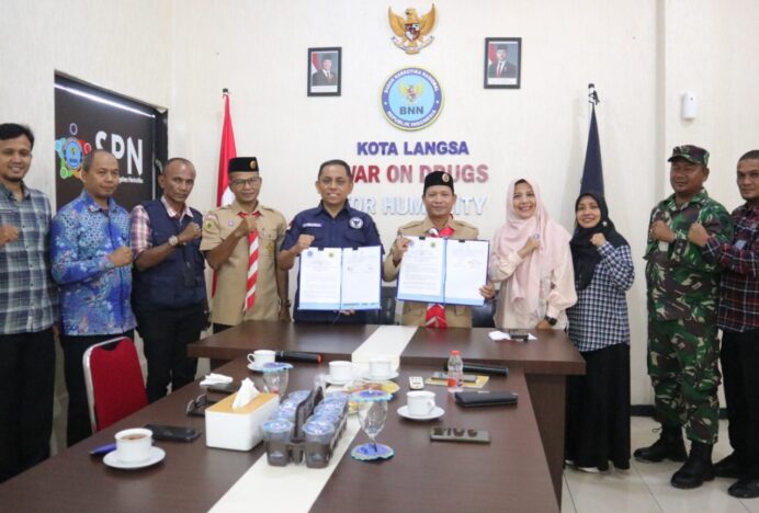 BNN Kota Langsa dan Kwarcab Pramuka Teken MoU P4GN
