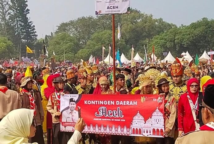 Pramuka Aceh Ikuti Devile Budaya HUT Ke-81 RI di Cibubur