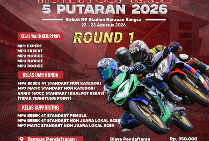 Kejurprov IMI Aceh Honda Cup Race 2026 Putaran I Digelar Akhir Pekan Ini
