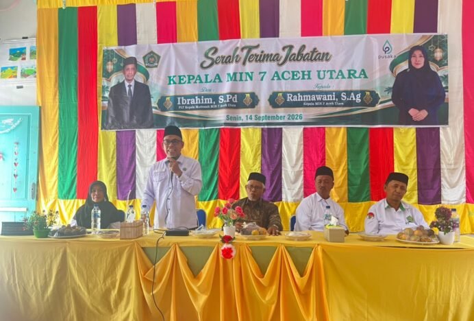 Kasi PD Pontren Kankemenag Aceh Utara Hadiri Sertijab Kepala MIN 7 Aceh Utara