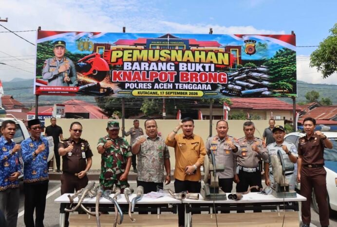 46 Knalpot Brong Dimusnahkan, Polres Aceh Tenggara Tegaskan Komitmen Tertib Berlalu Lintas