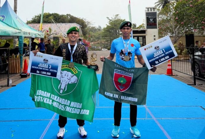 Dandim 0101/KBA Apresiasi Sertu Rudi Febriade Raih Juara 3 Nasional Triathlon