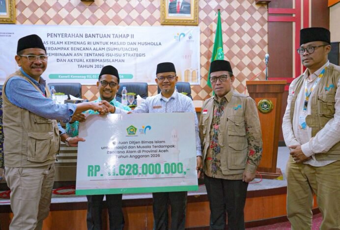 Kemenag Salurkan Rp11,628 Miliar untuk Pemulihan 306 Masjid dan Musala Terdampak Bencana di Aceh