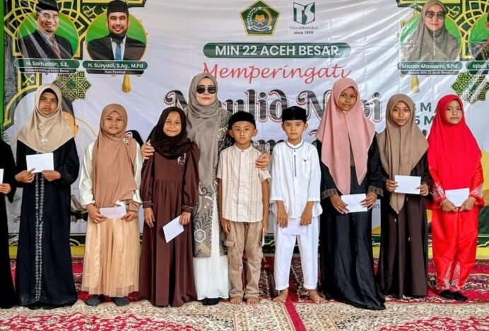 Maulid Nabi di MIN 22 Aceh Besar Meriah, Siswa Tampilkan Kreativitas hingga Santuni Anak Yatim-Piatu